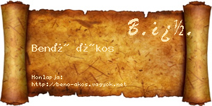 Benő Ákos névjegykártya